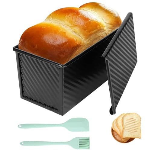 Weiwuxian Molde Para Pan Tostado Con Tapa, Molde Para Pan Con Tapa De 450 G, Molde Para Hornear Pan Antiadherente, Para Tostadas, Bollería, Pan Y Pasteles 21 X 11 X 11, 5 Cm , Negro
