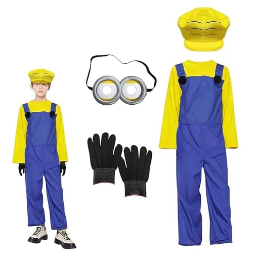 Disfraz de Minion para niños, disfraz de carnaval para niño con gafas de Minion, pantalones azules y sudadera con capucha amarilla, bonito disfraz de Minion para carnaval, fiestas de cumpleaños,
