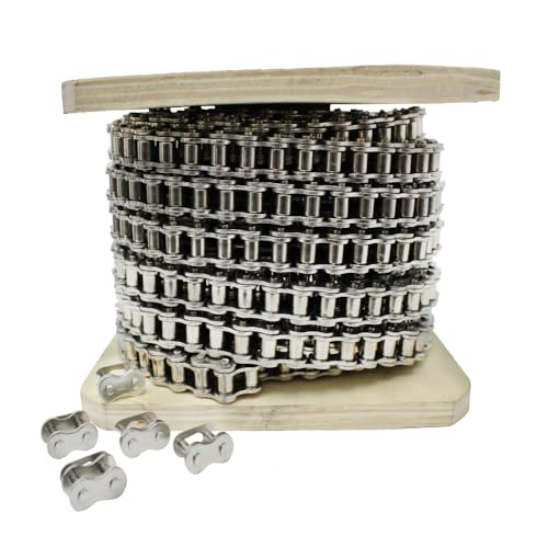 PGN #40 Stainless Steel Roller Chain - 50 Feet + 5 Free Connecting Links - #40SS - Stainless Steel Chains for Bycicles, Mini Bikes, Motorcycles, Go-Karts, Home and Industrial Machinery