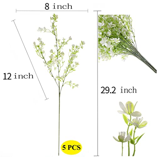 Grand Verde 29” White Plastic Flowers Artificial Bouquet Faux Greenery Long Stems for Tall Vase, DIY Crafts Home Decoration, Bulk 5pcs