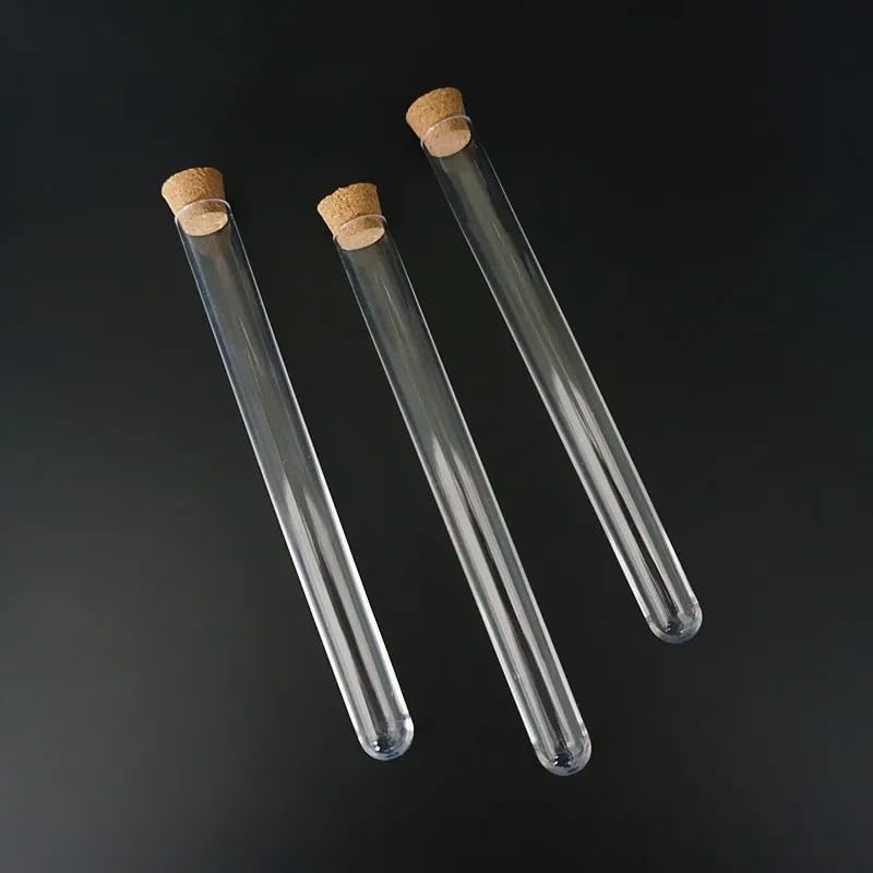 20 Stück 30 Stück 50 Stück 100 Stück 200 Stück 18 ml 15 x 150 mm Labor-Reagenzgläser aus durchsichtigem Kunststoff mit rundem Boden und Korken(100pcs)