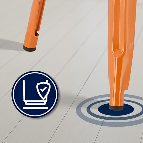 CLP Lote de 2 taburetes de Bar Joshua I Taburetes de Bar apilables de Metal I Taburetes de Bar con reposapiés I Altura del Asiento 76 cm I Taburete apilable, Color:Naranja - imagen 6