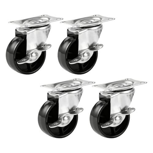 HONMEET 2�C���`�ϖ��ՃS�����L���X�^�[�z�C�[��4�Z�b�g �u���[�L�t����]�� �É��݌v �Ƌ� ���[���b�N�p�����L���X�^�[