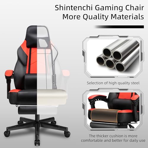 Image of Gaming Chair with Footrest, Massage Lumbar Support, Height Adjustment, and 360 Swivel Seat. Ergonomic Design for Gaming