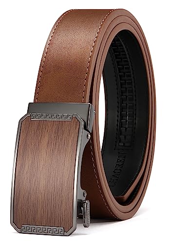 Image of CHAOREN Ratchet Belt for men - Mens Belts Leather 1 3 /8'' for Dress Pants - Micro Adjustable Belt Fit Everywhere X-brown
