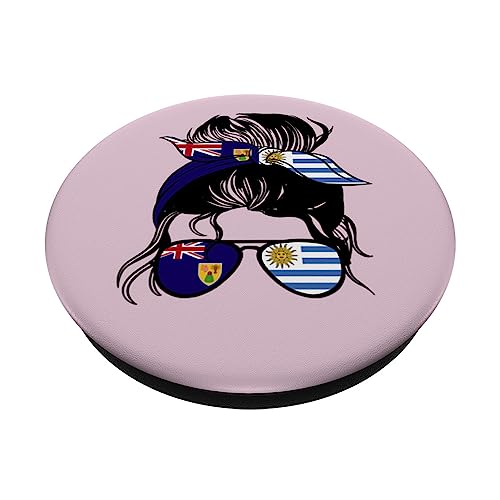 Half Turks and Caicos half Uruguayan Turks & Caicos Uruguay PopSockets Swappable PopGrip, Black - Image 2