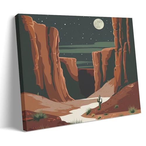 Toile murale désert cactus DEBAOKA 60x90 cm encadrée