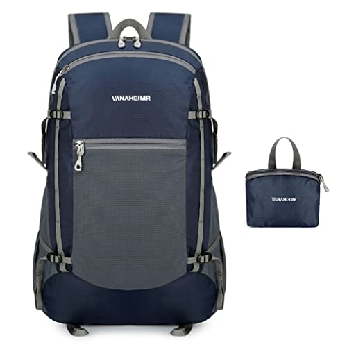 XAGMODSHN Mochila de senderismo ultraligera y plegable, resistente al agua, para viajes al aire libre, camping, escalada, azul oscuro, Talla única