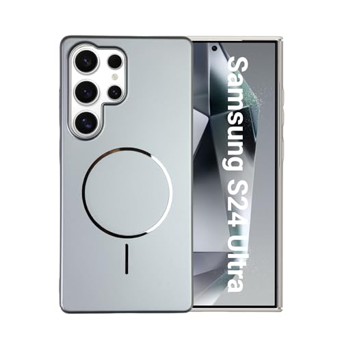 Image of AIBEX Ultra-Thin Mag-Saf Back Cover Case Compatible with Samsung S24 Ultra| Slim Fit Scratch-Resistant Matte | Magnetic Wireless Charging | Microfibre Lining | Camera Protection (PC Material) - Silver