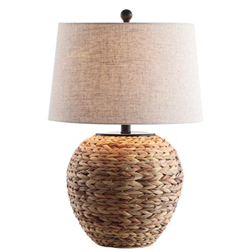 JONATHAN Y 24.5" Natural Water Hyacinth Farmhouse Basket Table Lamp, Coastal Decor for Living Room Bedroom Nightstand, Light Gray Linen Shade, LED Bulb Included JYL6501A by JONATHAN Y - Used condition - US$67.56