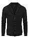 COOFANDY Men's Shawl Collar Cardigans Classic Fit Ribbed Knit Button Front Sweater with Pockets Black