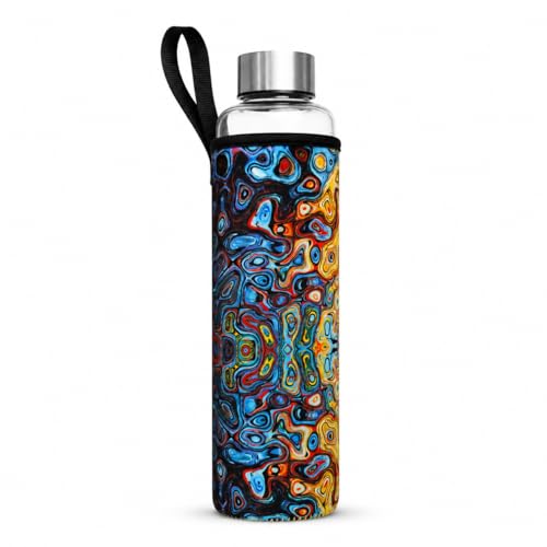 Image of Glass Water Bottle Cover Only (for 1 Litre and 750 ML) | Keeps Drink hot and Cold |(Trippy)