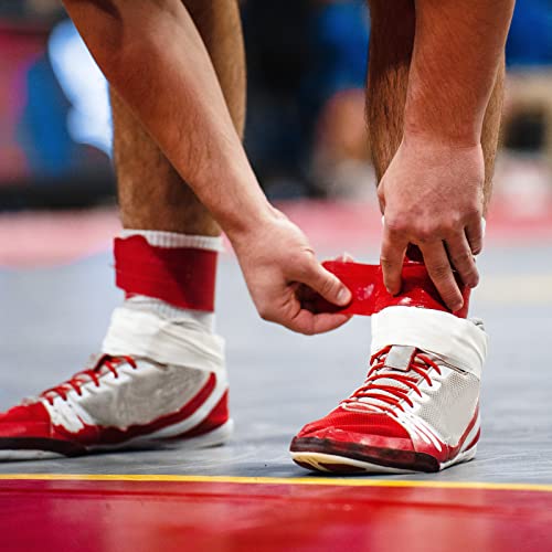 COKSDUPID Wrestling Ankle Bands, 2 Pairs Red and Green Wrestling Tournament Bands, 13" x 2.4" Soft Vinyl Hook Loop Scoring Bands for Wrestlers Coach Referee - Thumbnail 2