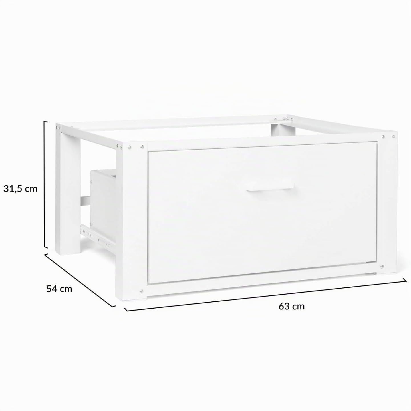 IDMarket - Soporte para lavadora de 63 x 54 cm, soporte elevador de metal con cajón
