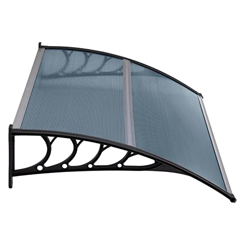 Matico 60" Outdoor Clear Door Awning Patio Window Cover Polycarbonate Rain & Snow Protection, Modern Smoky Gray Hollow Sheet With Uv Protection Cover, Window Door Awning Canopy #TOP4
