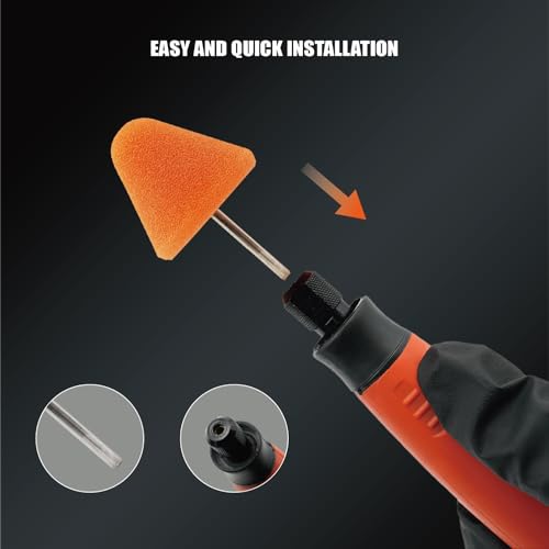 Image of SPTA Orange Cone Heavy Cut Pad with 1 /8 inch Shank, 5Pcs Orange Flexible Shaft Cone Polishing Pad Set,Mini Car Detailing Pads for Small Area for Flexible Shaft & Drill Attachment -PT189-5