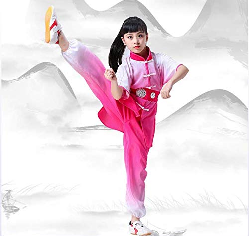 Kinder Kung Fu Anzug Tai Chi Uniform, Chinese Kung Fu Kostüm, Kinderkampfsport Kung Fu Kostüme Jungen und Mädchen Performance-Kleidung Outfit Tang Kostüm Cover
