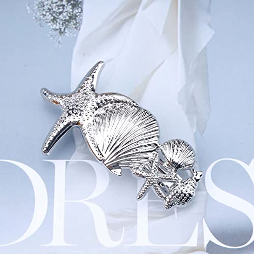 Zeshimb Boho Starfish Hair Clips Seashell Starfish Hair Barrette Clips Silver Shell Barrette Hairpin Vintage Starfish Metal Hairclips Accessory For Women And Girls #TOP3