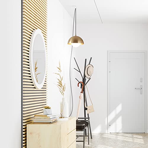 Globe Electric 1-Light Plug-in Pendant Light, Matte Brass Finish, Frosted Glass Shade, 15-Ft Braided Cord, Retro Modern Lighting, 65696 by Globe Electric - Image 3