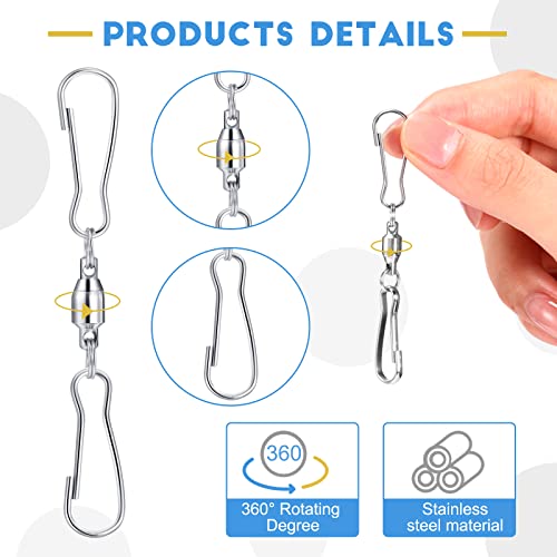 Tecunite 10 Pack Swivel Hooks Clips Smooth Spinning Dual Clip Hanging Windsock Wind Spinners Wind Chimes Crystal Twisters Party Supply #TOP2
