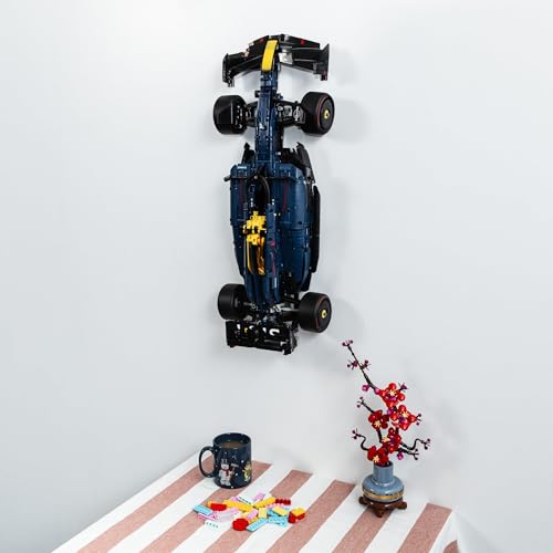 Image of Wall Mount Bracket Compatible with LEGO Technic Red Bull RB20 42206 | Vertical Display Stand Holder for Car Model | Includes Screws and Wall Plugs | LEGO Set Not Included