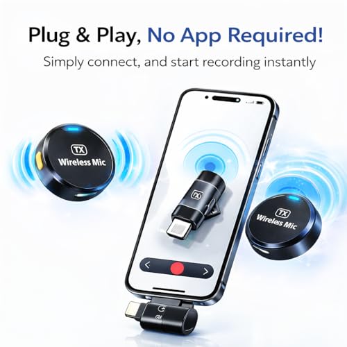 Image of Wireless Lavalier Microphone with Type-C Receiver, Plug & Play Clip-On Mic for Mobile, Noise Reduction, Rechargeable TX, Vlogging, YouTube, Interview, Online Class,Instagram Reels