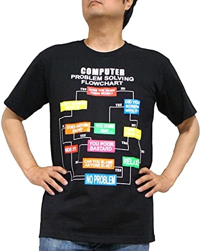 Amazon おもしろｔシャツ コンピューター フローチャート 半袖 黒 プログラマー Se Ai パソコン Pc ｔシャツ 綿100 プリントｔシャツ 面白ｔシャツ Tシャツ カットソー 通販