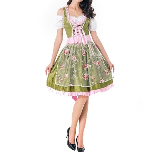 Generisch Elegante disfraz de cosplay de estilo cortés para ocasiones festivas, fiestas de cerveza, ropa versátil con hombros descubiertos, verde, L