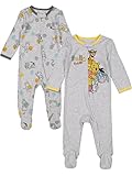 Disney Winnie The Pooh Newborn Baby Boys 2 Pack Zip Up Sleep N' Play Baby Coveralls 3-6 Months