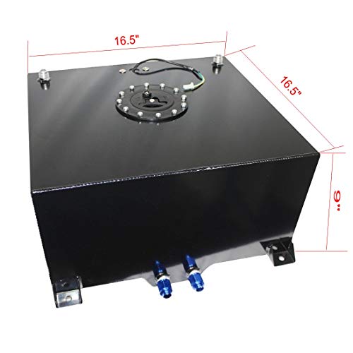 DEMOTOR PERFORMANCE Universal 10 Gallon Fuel Cell Gas Tank Aluminum with Level Sender Black