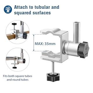 AMMSUN Chair Umbrella with Universal Clamp Adjustable 47 inches and 360° Swivel & UPF 50+ Protection Portable Sun Umbrella, Secure Clip on Camping/Beach Chairs, Stroller, Wheelchair, Golf cart, Lounger, Light Blue, Large-sized