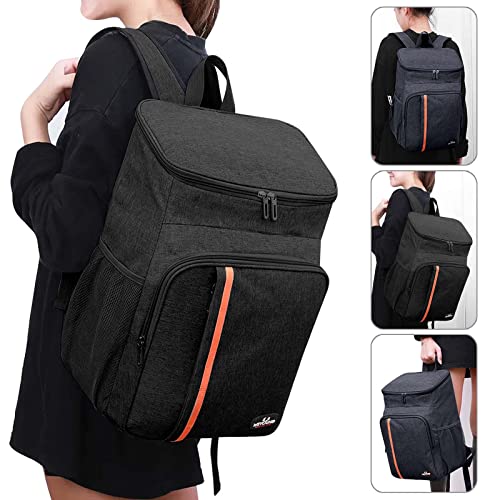 Miniatura 7 de Mochila Térmica De 23 L, Con Aislamiento, Bolsa Térmica Para Exteriores, Resistente Al Agua, Bolsa Térmica Multifunción Para Camping, Senderismo, Viajes, Color Negro