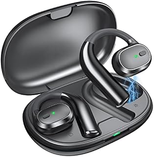 Wireless Earbuds, Open Ear Headphones Bluetooth 5.2, 40H Playtime and HiFi Stereo with Mic, IP67 Waterproof Sports Earphones with Hooks and Charging Case, Wireless Headsets for Music, Work