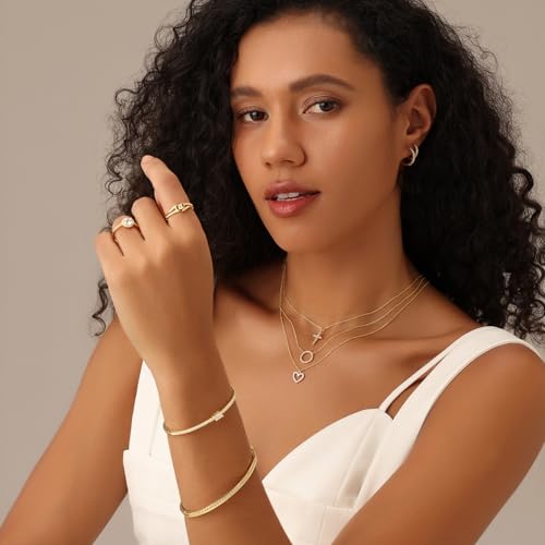 18K Gold Plated | Open Heart, Circle & Cross Moissanite Diamond Pendant Necklace, Cute Dainty Love Pendant Necklace Jewelry 16+2 Inch Extender4