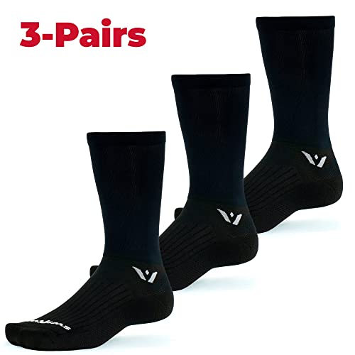 Swiftwick- Aspire Seven (3 Pairs) Cycling Socks, Firm Compression Fit, Tall Crew (Black, Large) #TOP1
