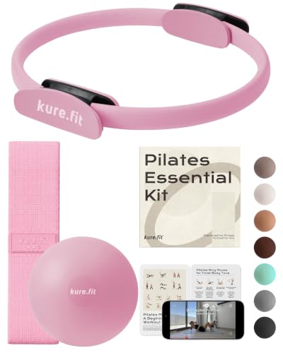 kure.fit Pilates Kit for Women مجموعة بيلاتس Home Pilates Equipment Set with Ring Ball & Resistance Bands | Pilates Starter Kit with Accessories in Gift Box