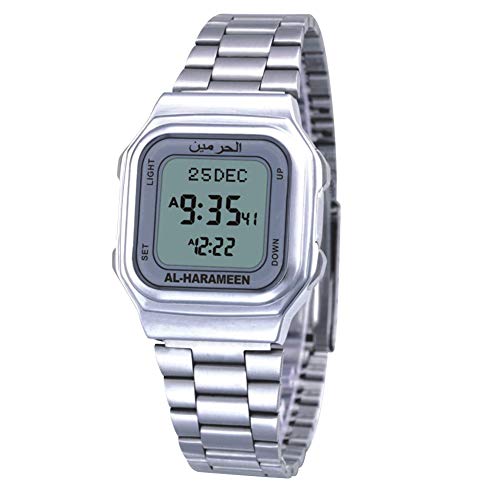 Azan Watch HA-6461, Islamic Prayer Muslim Watch, Worldwide Prayer Times, Stainless Steel, Gift Watch,Silver