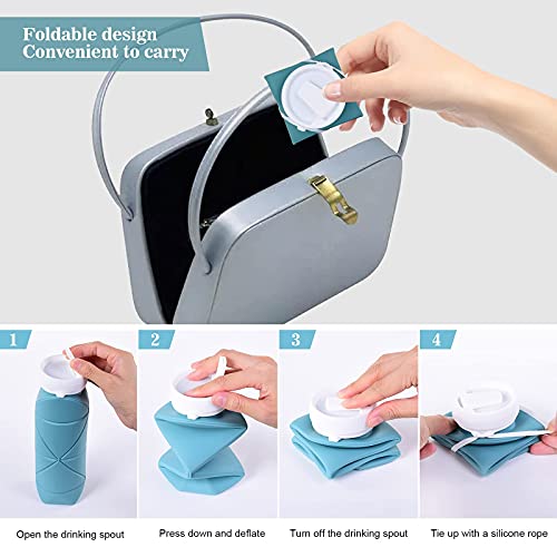 Special Made Collapsible Water Bottle Leakproof Valve Bpa Free Silicone Foldable Water Bottle For Gym Camping Sports Lightweight Travel Bottle Durable 20Oz(Dark Green 2Nd Version) #TOP5