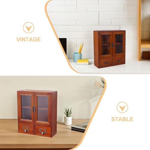 Vitrina y almacenaje HEMOTON con doble puerta de madera vintage y cajones 8