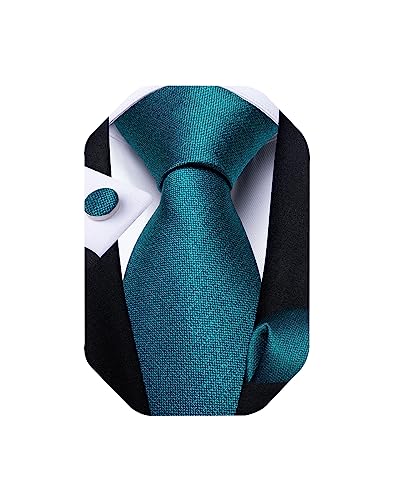 Image of DiBanGu Extra Long Tie for Men 63 inch XL Silk Necktie Set | Pocket Square and Cufflinks, Big and Tall, Jacquard Woven, Gift Box, Paisley /Plaid /Solid /Striped, for Weddinng Party Business