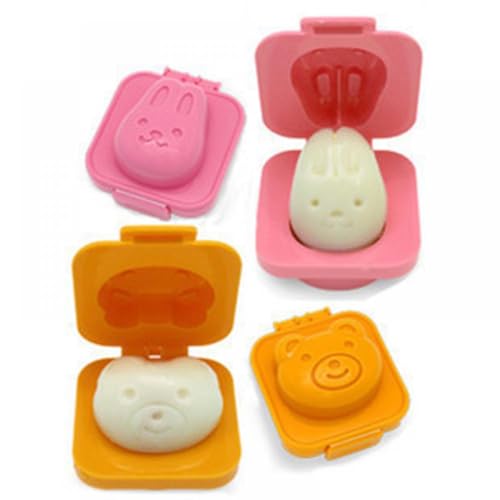 Jerliflyer 8pcs Square hard boiled egg mold,non stick silicone cartoon cute sushi rice ball mold, DIY bento cooking accessories for customized kids food