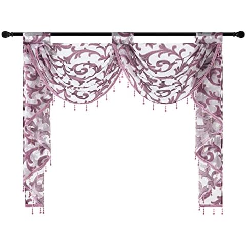 NAPEARL Window Valances for Living Room Two Swags Valance Window Treatment Waterfall Valance Kitchen Bedroom Decoration Cover