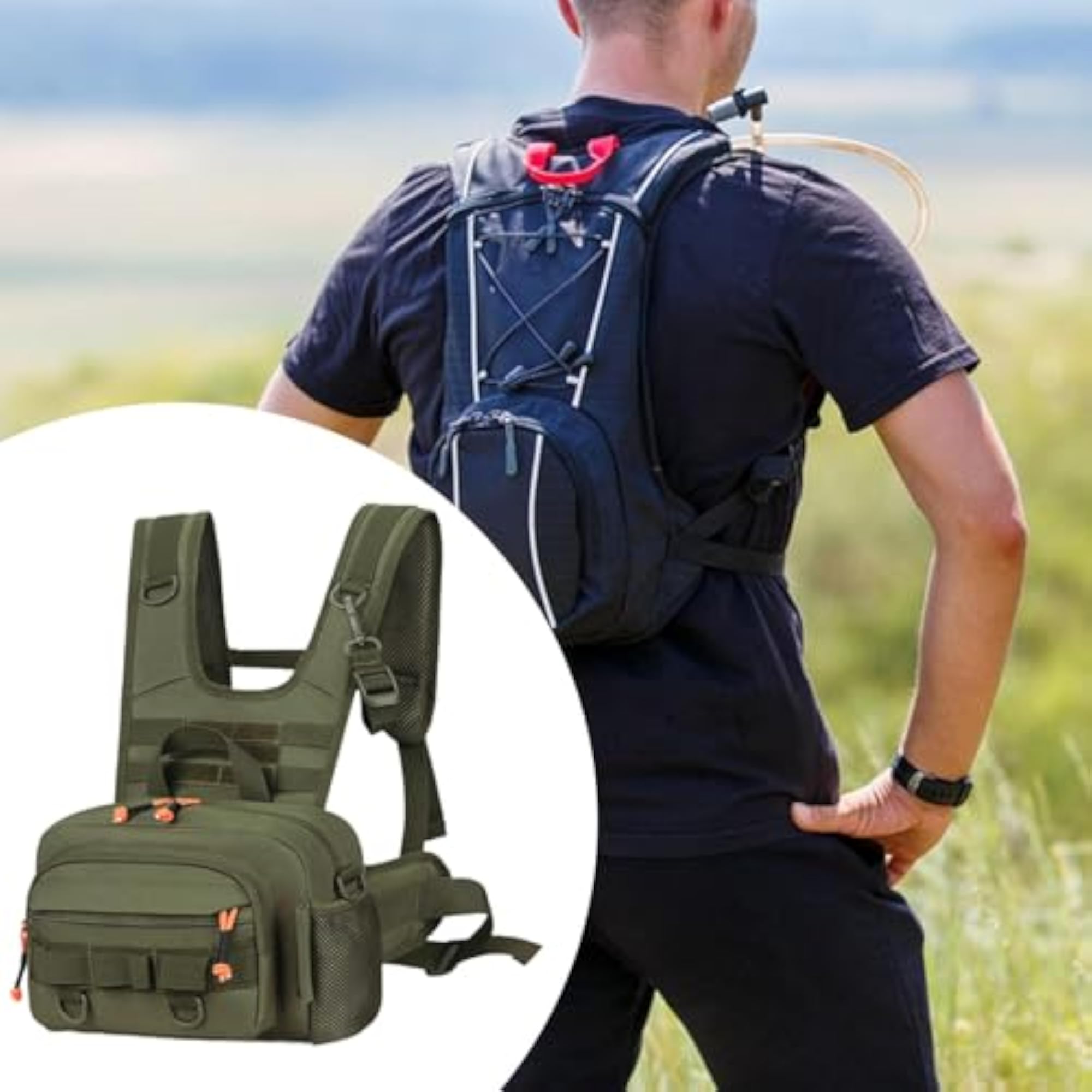 Men Outdoor Chest Bag Zipper Organizer Chest Pack