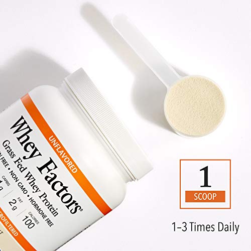 Whey Factors By Natural Factors, Grass Fed Whey Protein Concentrate, Aids Muscle Development And Immune Health, Unflavored, 12 Oz #TOP3