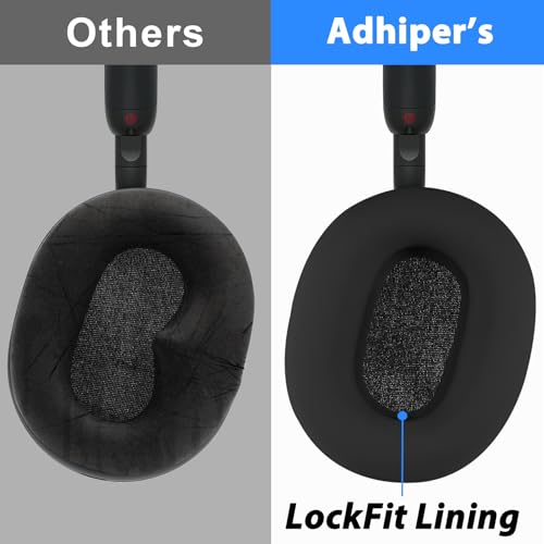 Cubiertas para sudor Adhiper XM5 para auriculares Sony WH-1000XM5 - Negro | Funda de silicona suave, juego de 3 piezas: cubiertas para orejas, para diadema y protector de carcasa miniatura 3