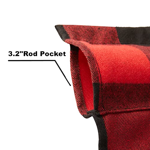 Jola's House 2 Pack Buffalo Check Plaid Window Valances Red And Black Light Filtering Farmhouse Design Window Curtains Decor Treatment Rod Pocket Drapes For Kitchen/Living Room 56" X 16" #TOP2