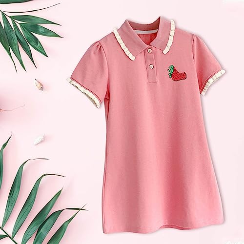 Girls Short Sleeve P𝐨lo Dress Summer Beach DressesLittle Girls Ruffle P𝗶que P𝐨lo Dress School 𝗨niform2