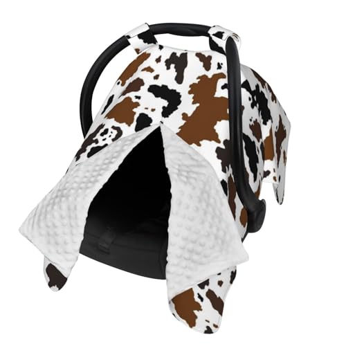 Image of Cow Skin Baby Car Seat Canopy Cover Multi Use Nursing Cover for Newborn Car Seat Canopy Mom Nursing Breastfeeding Covers Newborn Shower Gift