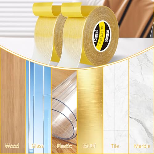 Image of Thin Double Sided Tape Heavy Duty, 2.2in x 33FT Clear Mesh Double Sided Duct Tape, Strong Wall Mounting Tape Waterproof Adhesive Strips for Fabric, Crafts, Outdoor & Indoor, Cinta Doble Cara