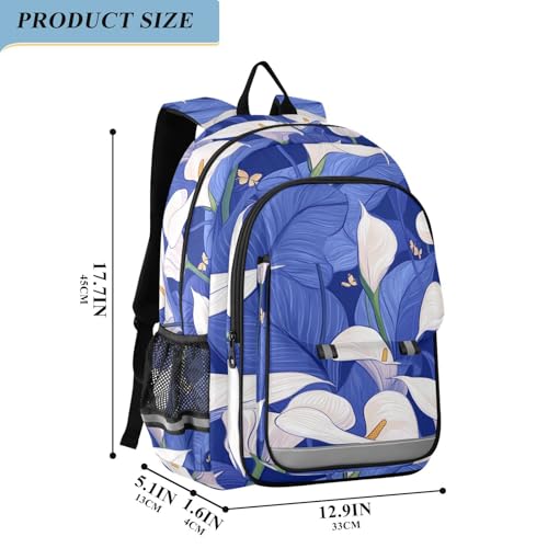 cool backpacks kids 8-12: adjustable bookbag for men in assorted colors - Safari Calla Lily Royal Blue2